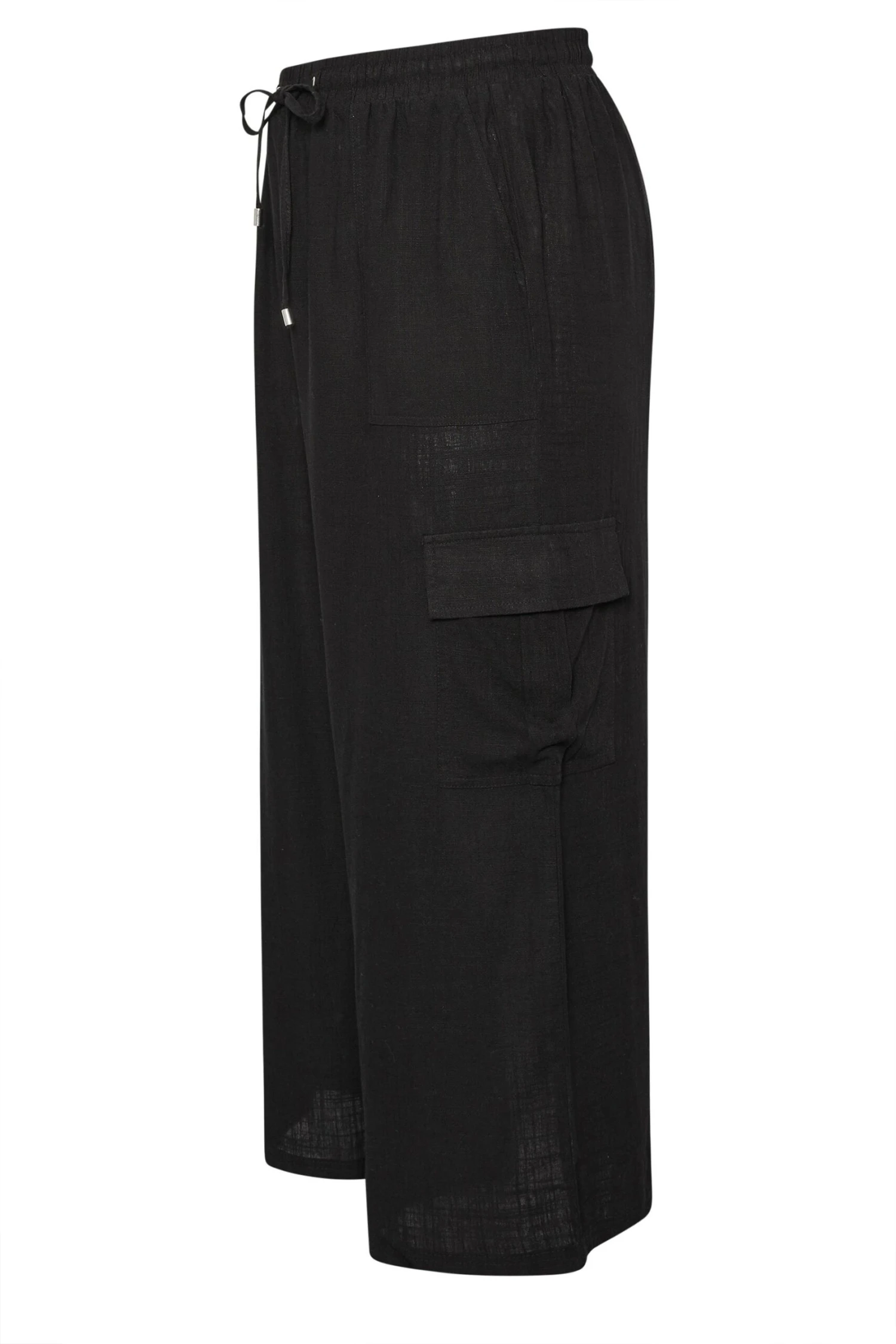 YOURS - Pantalon Wide Leg Cargo Noir En Lin 8 YOURS - Pantalon Wide Leg Cargo Noir En Lin – Image 6