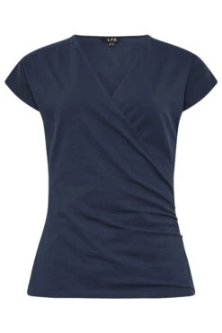 LTS Tall Navy Blue Short Sleeve Wrap Top 11 LTS Tall Navy Blue Short Sleeve Wrap Top -Evans Boutique 17fb6617 60db 4e 353185 X