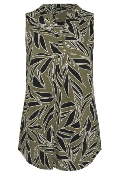 YOURS - Top Volanté Vert Kaki & Noir Abstrait -Evans Boutique 18234f5b 9894 47 322610 X