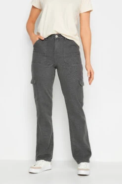 LTS Tall Grey Straight Leg Cargo Jeans 10 LTS Tall Grey Straight Leg Cargo Jeans -Evans Boutique 1823bfd8 902f 4c 352429 B