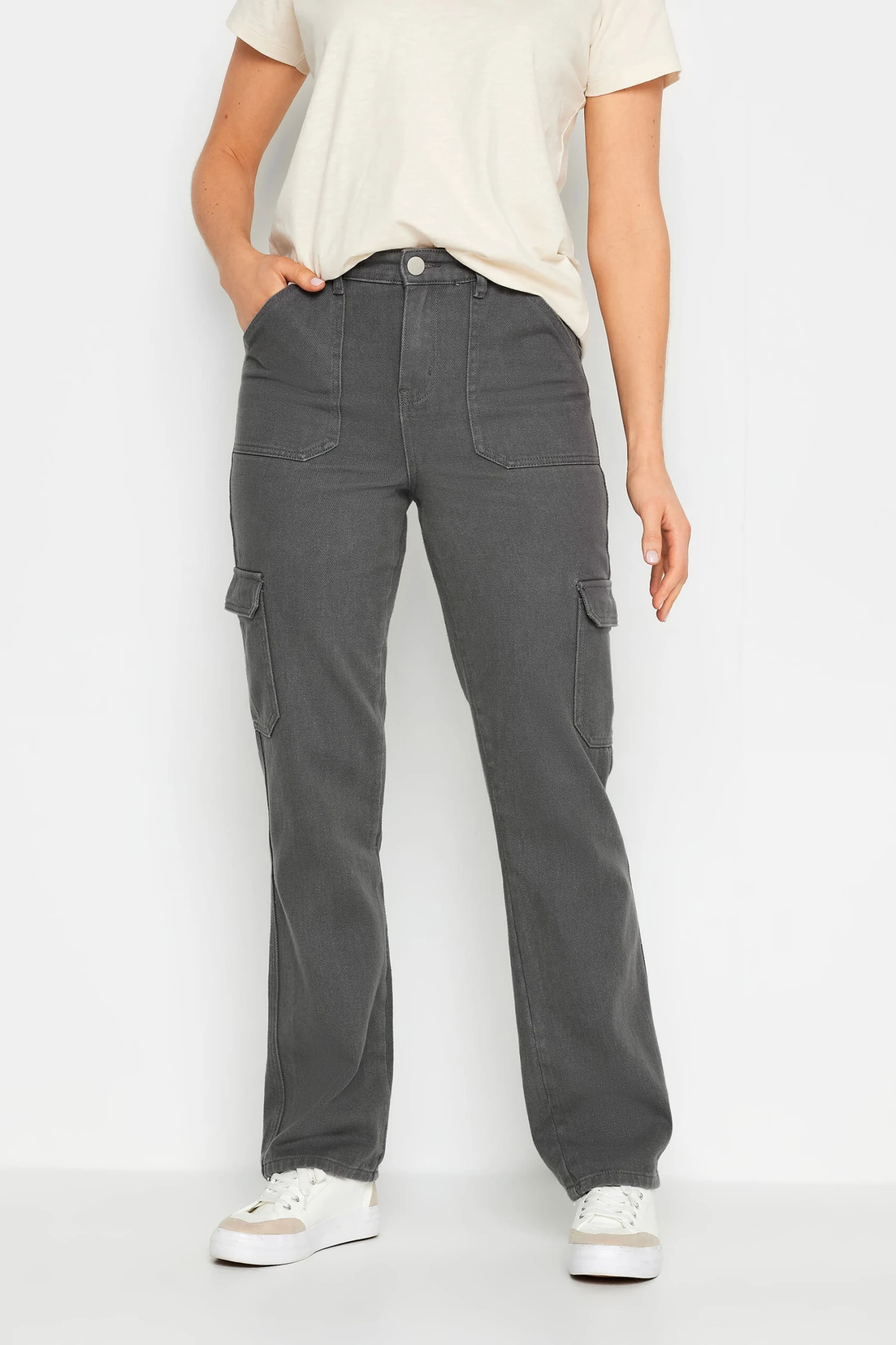 LTS Tall Grey Straight Leg Cargo Jeans 5 LTS Tall Grey Straight Leg Cargo Jeans – Image 3