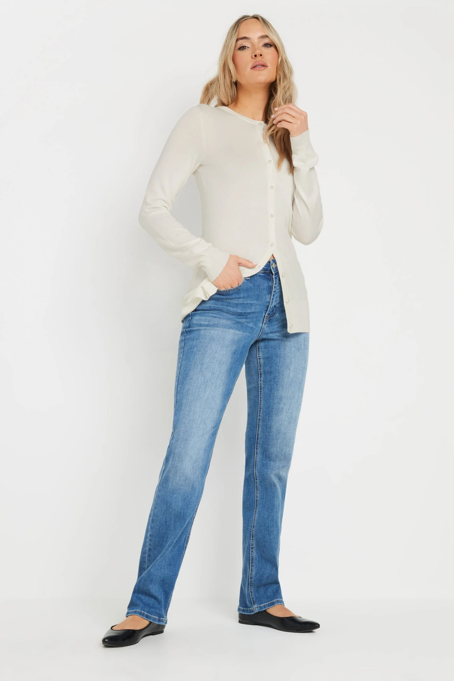 LTS Tall Ivory White Pearl Button Cardigan 6 LTS Tall Ivory White Pearl Button Cardigan – Image 4