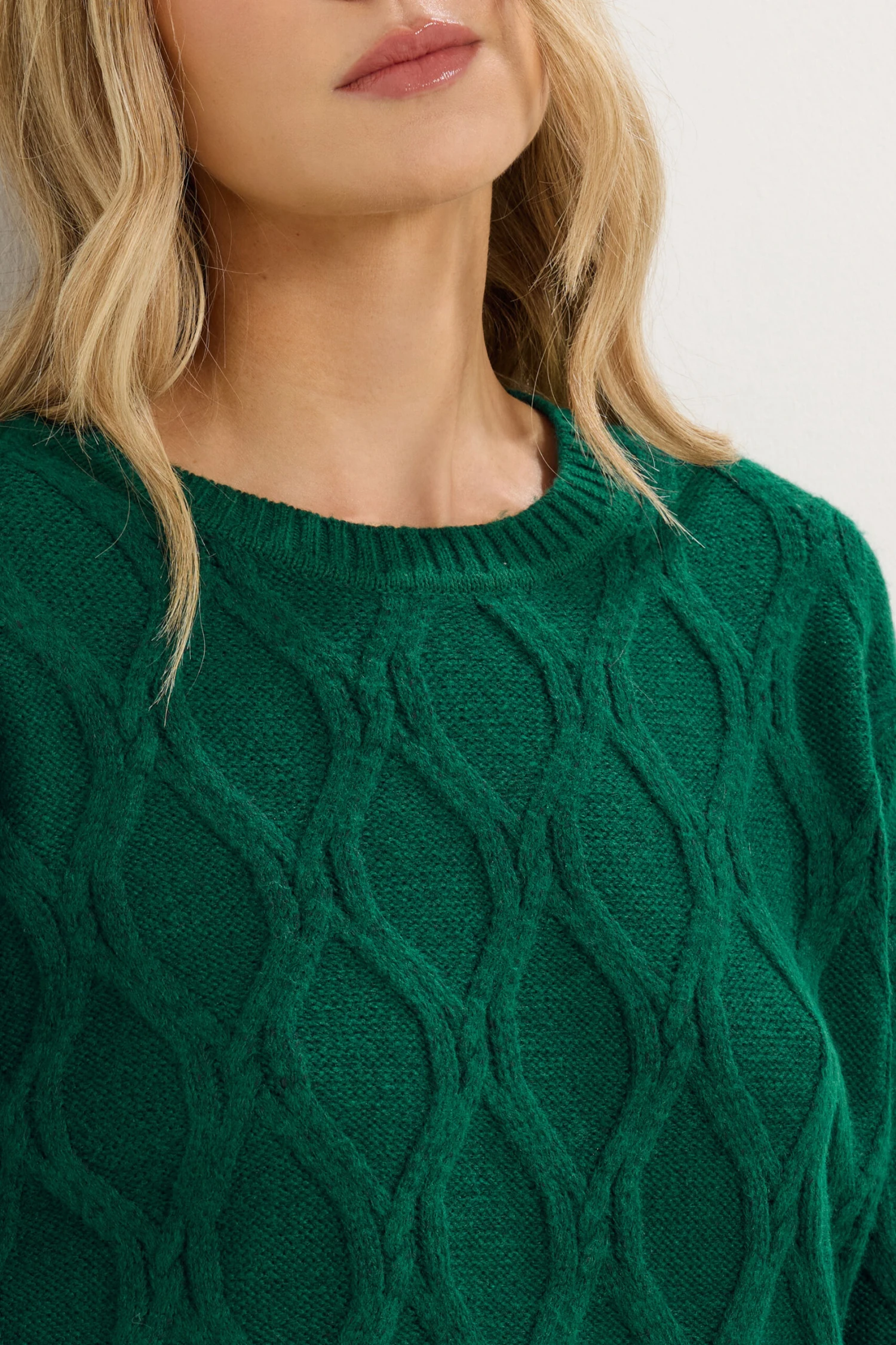 LTS Tall Dark Green Cable Knit Jumper 6 LTS Tall Dark Green Cable Knit Jumper – Image 4