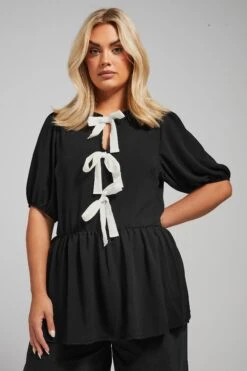 LIMITED COLLECTION - Top Noir Design Volanté & Noeuds