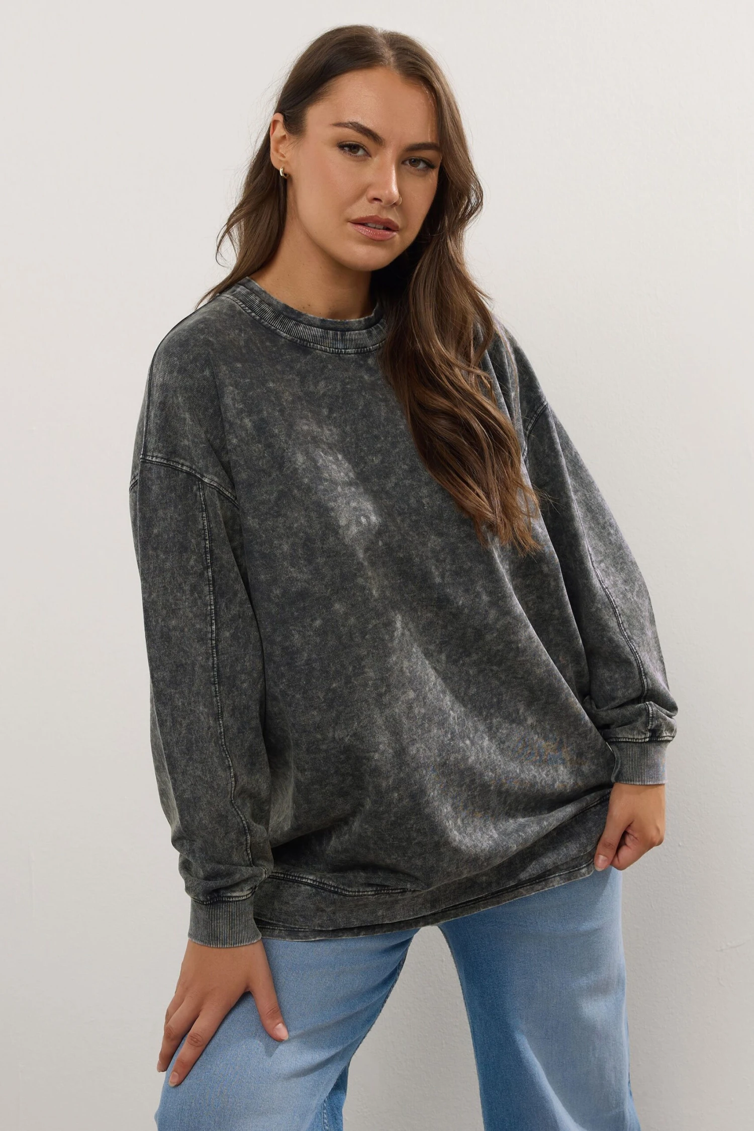 YOURS Curve Sweat-shirt Gris Délavé à L'acide YOURS Curve 2 En 1 3 YOURS Curve Sweat-shirt Gris Délavé à L'acide YOURS Curve 2 En 1