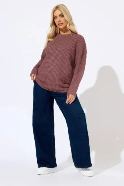 YOURS - Pull Rose En Maille Gaufrée -Evans Boutique 191d41d3 6567 41 280688 B