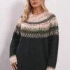 YOURS Curve Pull En Maille Fairisle Noir Et Rose -Evans Boutique 19303308 fb86 46 280733 A