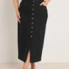 EVANS Curve Black Button Through Denim Maxi Skirt 1 EVANS Curve Black Button Through Denim Maxi Skirt -Evans Boutique 19539592 bfc7 4a 615627 A
