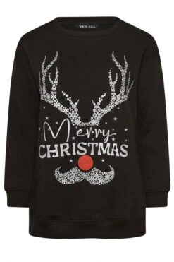 YOURS - Sweatshirt Noir 'Merry Christmas' Renne De Noël -Evans Boutique 1958615d b4e3 47 303814 X