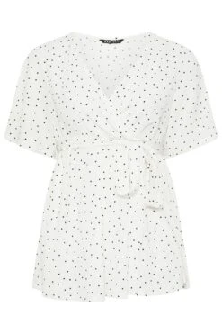 YOURS - Top Blanc Volanté Cache-Coeur à Pois 13 YOURS - Top Blanc Volanté Cache-Coeur à Pois -Evans Boutique 1985385a 4282 47 304161 X