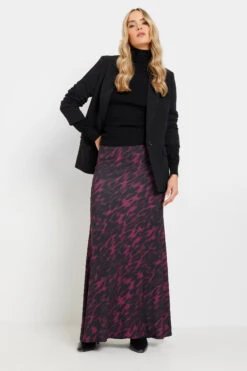 LTS Tall Burgundy Red Animal Print Maxi Skirt