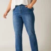 EVANS Curve Blue Mid Wash Straight Leg Jeans