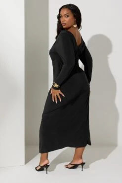 YOURS LONDON Curve Robe Longue Noire Nouée Sur Le Devant 9 YOURS LONDON Curve Robe Longue Noire Nouée Sur Le Devant -Evans Boutique 1a0635aa 10b8 4b 163329 C