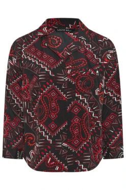 LIMITED COLLECTION - Chemisier Noir & Rouge Design Aztèque -Evans Boutique 1a0c2bd6 43e8 4c 216568 X
