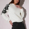 STAR Ivory White Floral Embroidered Sweatshirt -Evans Boutique 1a343886 552a 44 110798 A