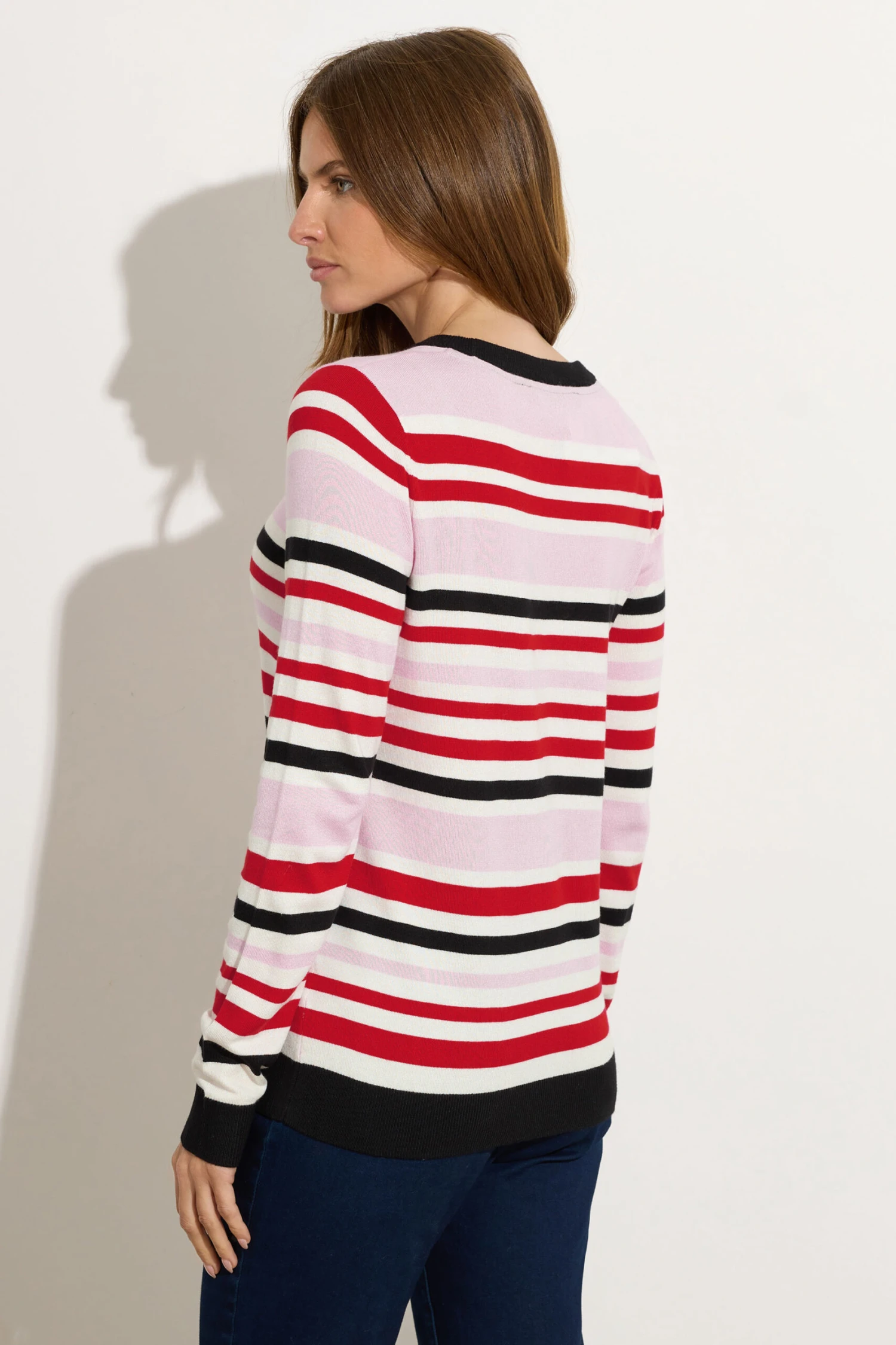 M&Co Pink Stripe Crew Neck Jumper 6 M&Co Pink Stripe Crew Neck Jumper – Image 4