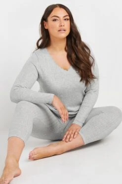 YOURS - Top Thermique Gris En Jersey Manches Longues