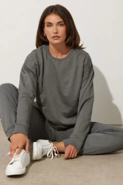 LTS Tall Charcoal Grey Crew Neck Sweatshirt