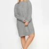 YOURS - Robe-Pull Grise Toucher Doux Nervuré