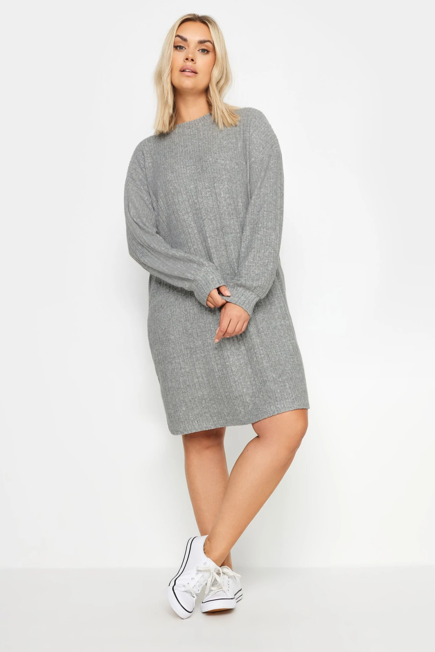 YOURS - Robe-Pull Grise Toucher Doux Nervuré 3 YOURS - Robe-Pull Grise Toucher Doux Nervuré