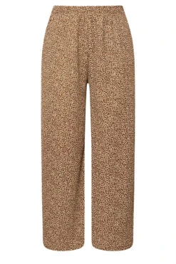 YOURS - Pantalon Wide Leg Marron Abstrait Texturé -Evans Boutique 1ae3a4f8 a712 41 303709 X