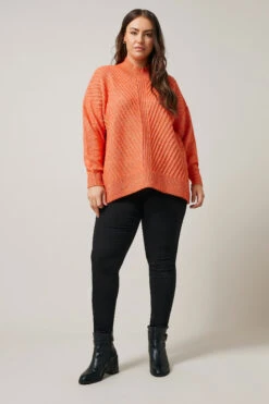 EVANS Curve Orange High Neck Knitted Jumper 11 EVANS Curve Orange High Neck Knitted Jumper -Evans Boutique 1b1c8805 6864 4a 615536 B