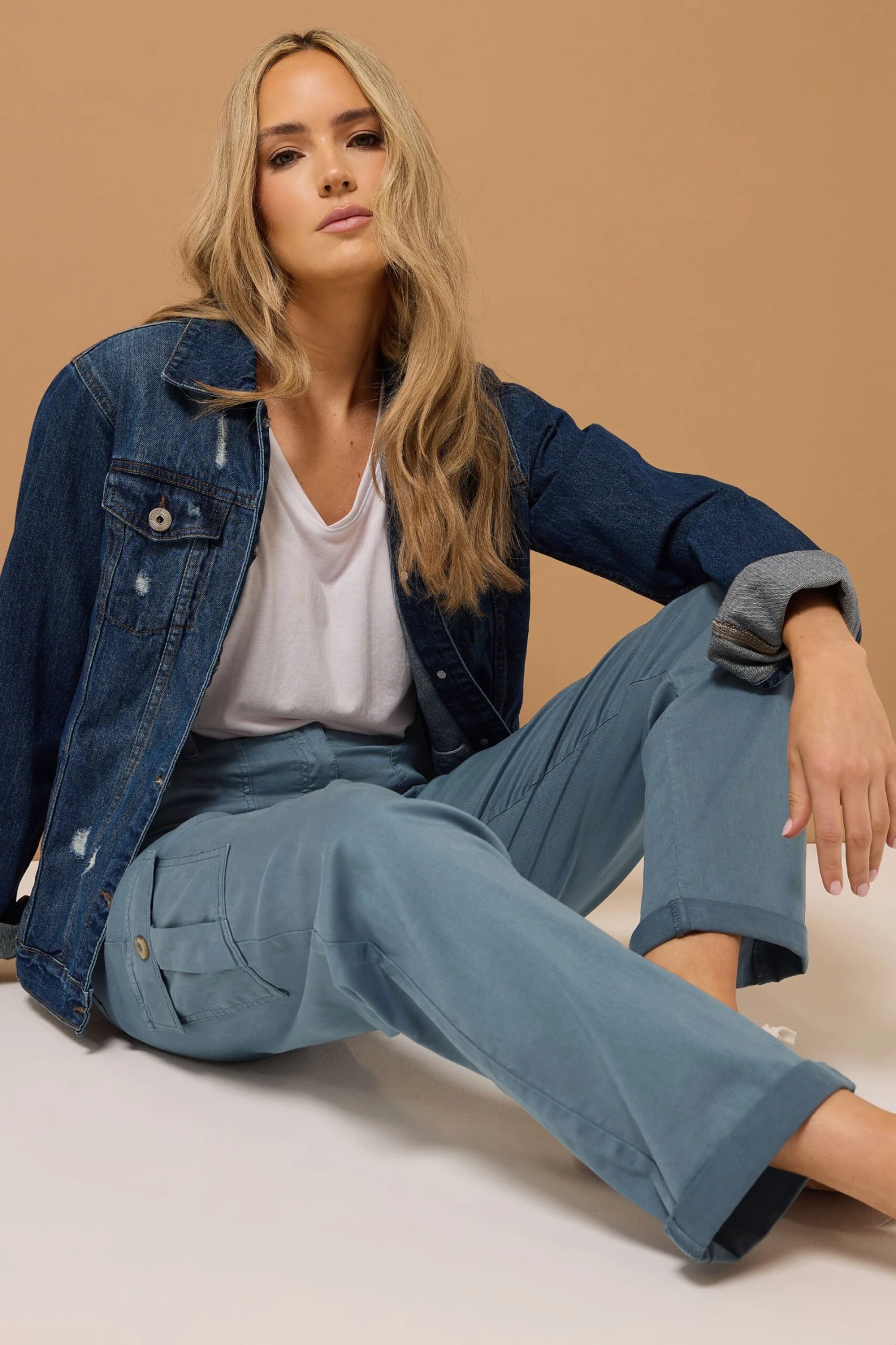 LTS MADE FOR GOOD Tall Blue Cargo Chino Jeans 4 LTS MADE FOR GOOD Tall Blue Cargo Chino Jeans – Image 2