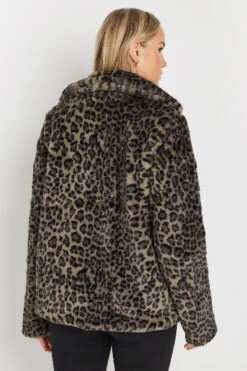 LTS Tall Brown Leopard Print Faux Fur Coat 10 LTS Tall Brown Leopard Print Faux Fur Coat -Evans Boutique 1b66e574 a811 4d 354093 C
