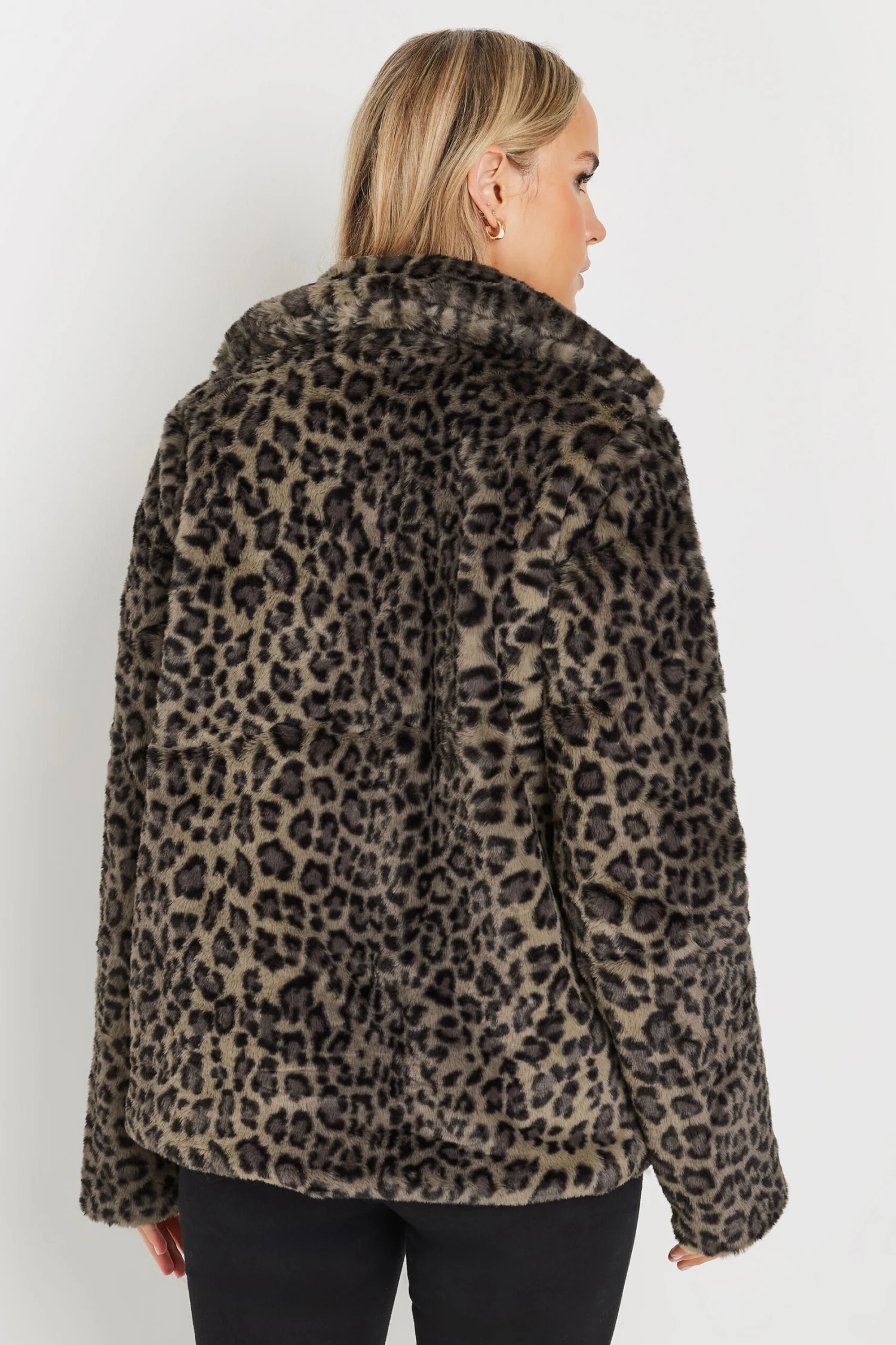 LTS Tall Brown Leopard Print Faux Fur Coat 5 LTS Tall Brown Leopard Print Faux Fur Coat – Image 3