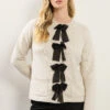 LTS Tall Cream Knitted Bow Front Cardigan -Evans Boutique 1b883e4c 770b 41 356378 A
