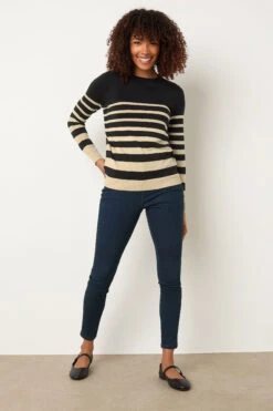 M&Co Black & Cream Stripe Crew Neck Jumper -Evans Boutique 1bf8c65d 7f6d 46 502457 B