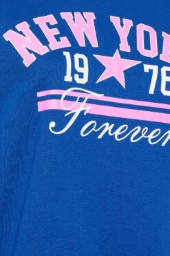 YOURS - Sweatshirt Bleu Roi 'New York' Manches Longues -Evans Boutique 1d6a18db e76d 49 304045 Z