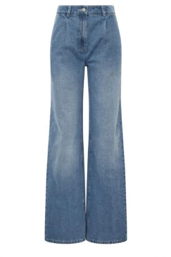 LTS Tall Blue Denim Pleated Wide Leg Jeans 11 LTS Tall Blue Denim Pleated Wide Leg Jeans -Evans Boutique 1d6e1cad b24c 4e 355685 X