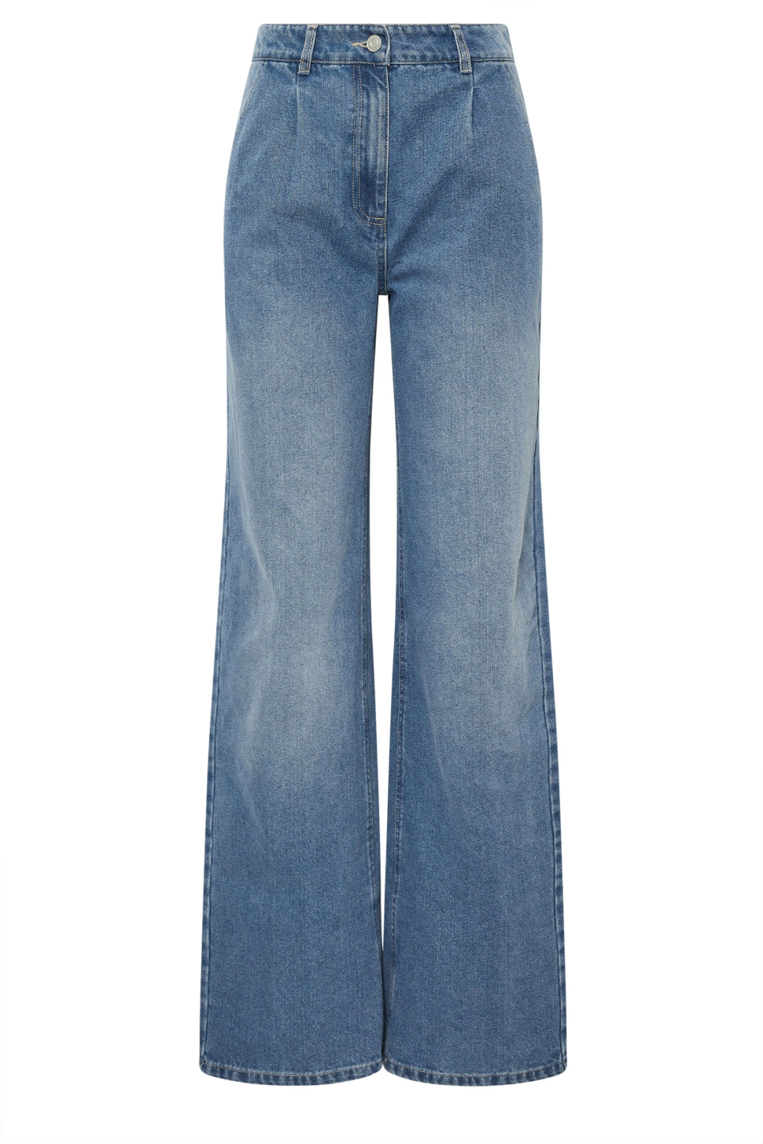LTS Tall Blue Denim Pleated Wide Leg Jeans 7 LTS Tall Blue Denim Pleated Wide Leg Jeans – Image 5
