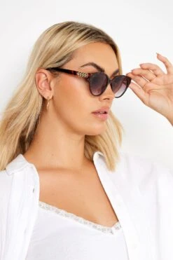 Lunettes De Soleil Marron & Dorées Texturées