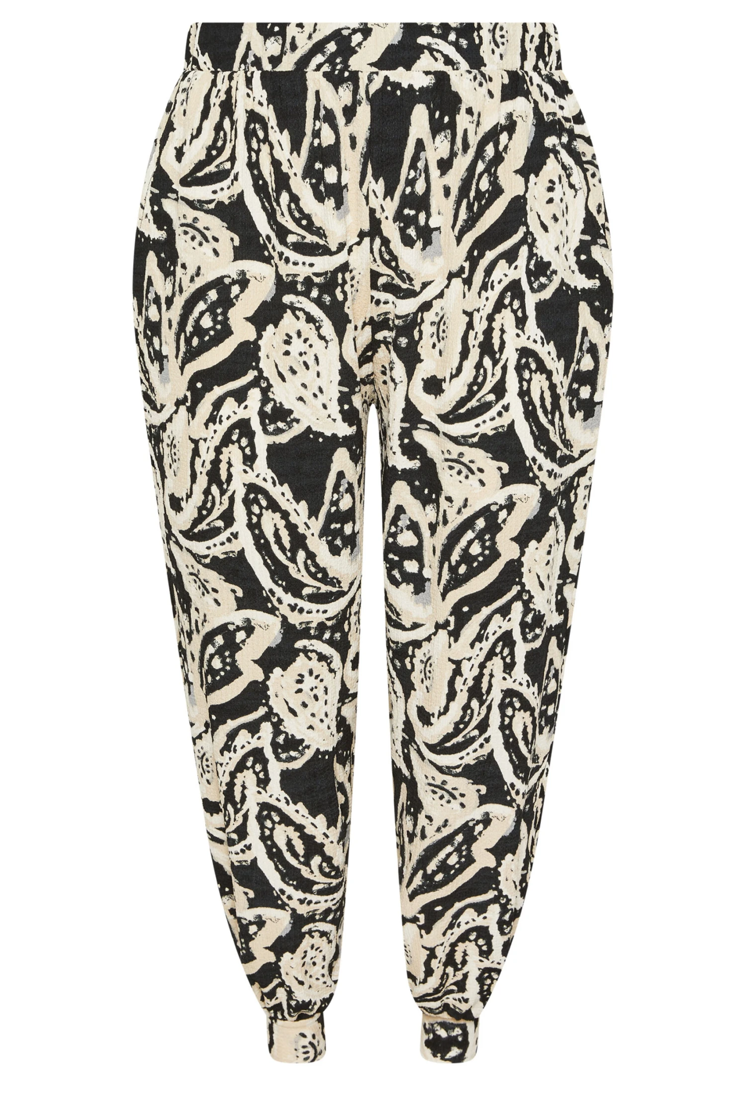 YOURS Curve Pantalon Sarouel à Revers Noir à Motif Cachemire 7 YOURS Curve Pantalon Sarouel à Revers Noir à Motif Cachemire – Image 5