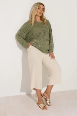 YOURS - Pull En Maille Vert Kaki Découpé Au Dos -Evans Boutique 1d84b23b f258 47 280534 B