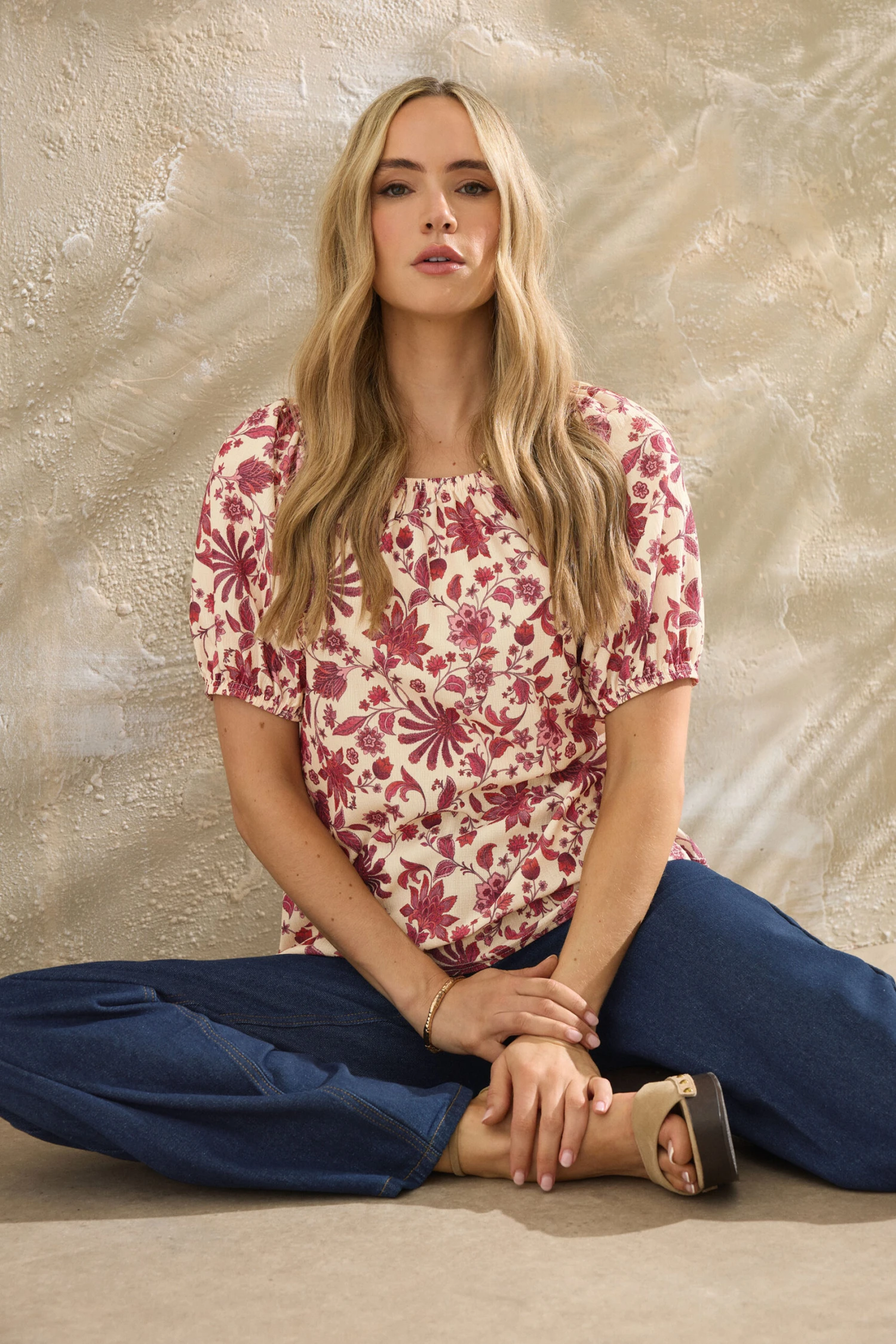 LTS Tall Coral Red Floral Print Tie Front Top 3 LTS Tall Coral Red Floral Print Tie Front Top