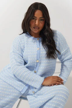 LIMITED COLLECTION - Pantalon Bleu Ciel Coupe Wide Leg Effet Tweed 11 LIMITED COLLECTION - Pantalon Bleu Ciel Coupe Wide Leg Effet Tweed -Evans Boutique 1dcedecc ef57 43 216542 E