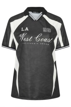 YOURS - Top Noir & Blanc Varsity 'LA West Coast' En Jersey 11 YOURS - Top Noir & Blanc Varsity 'LA West Coast' En Jersey -Evans Boutique 1e31ed30 f618 4f 303738 X