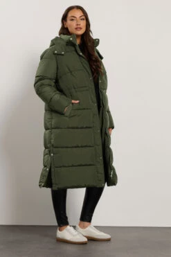 EVANS Curve Khaki Green Maxi Puffer Coat 10 EVANS Curve Khaki Green Maxi Puffer Coat -Evans Boutique 1ea6cd85 881d 4c 616223 B