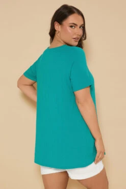 YOURS - Top Bleu Sarcelle Nervuré Volanté à Manches Courtes 9 YOURS - Top Bleu Sarcelle Nervuré Volanté à Manches Courtes -Evans Boutique 1ef29c9d 041e 4f 322589 C