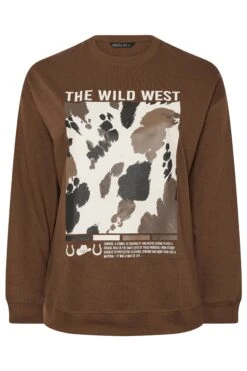 LIMITED COLLECTION Sweat-shirt Curve Brown à Imprimé Vache « The Wild West » -Evans Boutique 1f54d69d 7f1d 46 216869 X