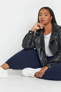 YOURS - Pantalon Fluide Ample Bleu Marine à Poches -Evans Boutique 1fb38878 f04c 4d 144780 D