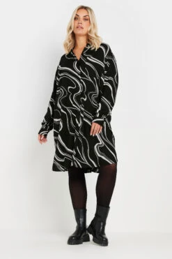 YOURS - Chemisier Long Noir & Blanc Tourbillons 12 YOURS - Chemisier Long Noir & Blanc Tourbillons -Evans Boutique 20495761 3a63 4e 330594 B