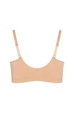 Evans Neutral Brown Comfort Cotton Non-Wired Front Fastening Bra -Evans Boutique 208766NATURAL 4