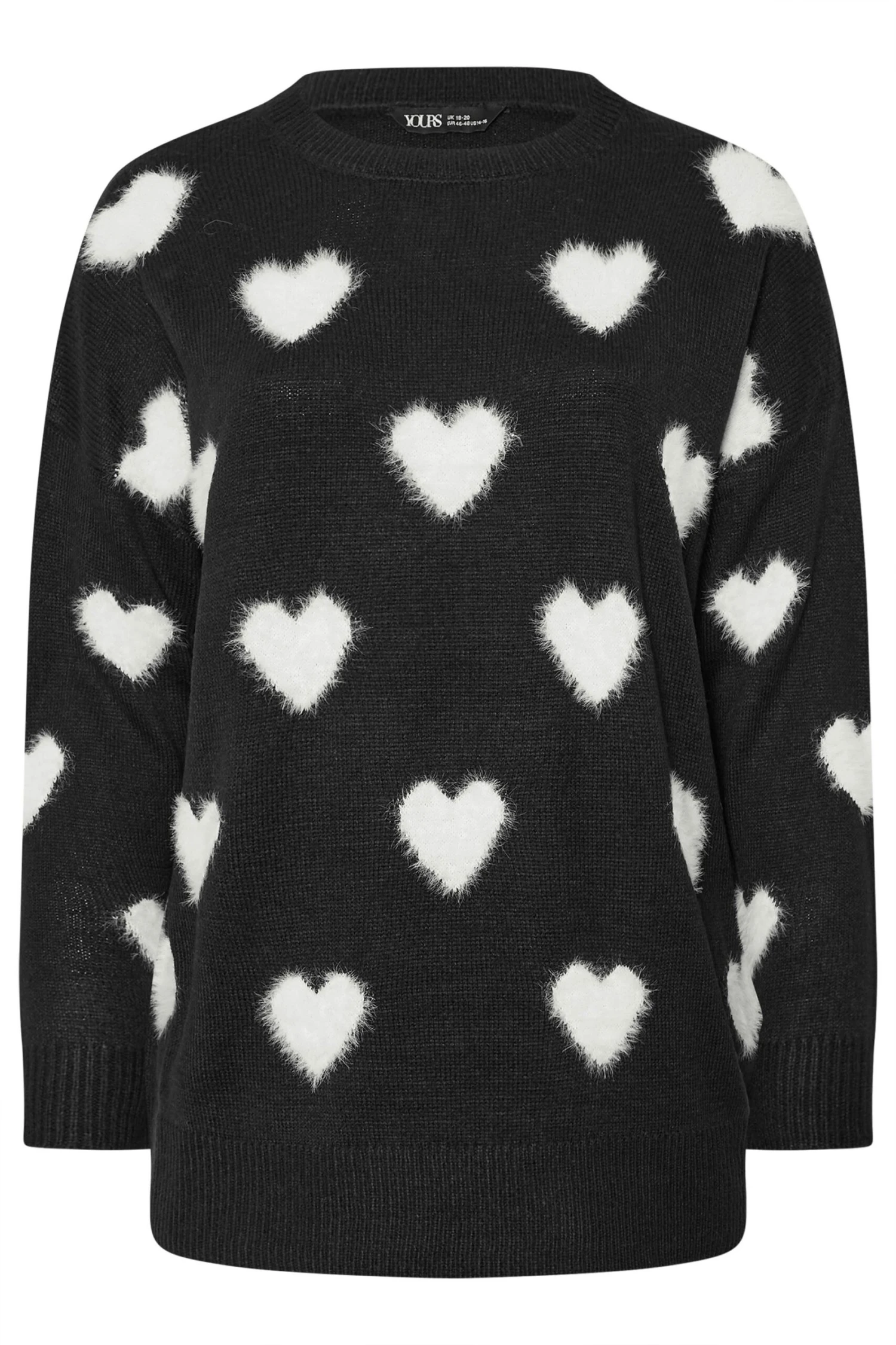 YOURS - Pull Noir & Blanc Coeur Fluffy 8 YOURS - Pull Noir & Blanc Coeur Fluffy – Image 6