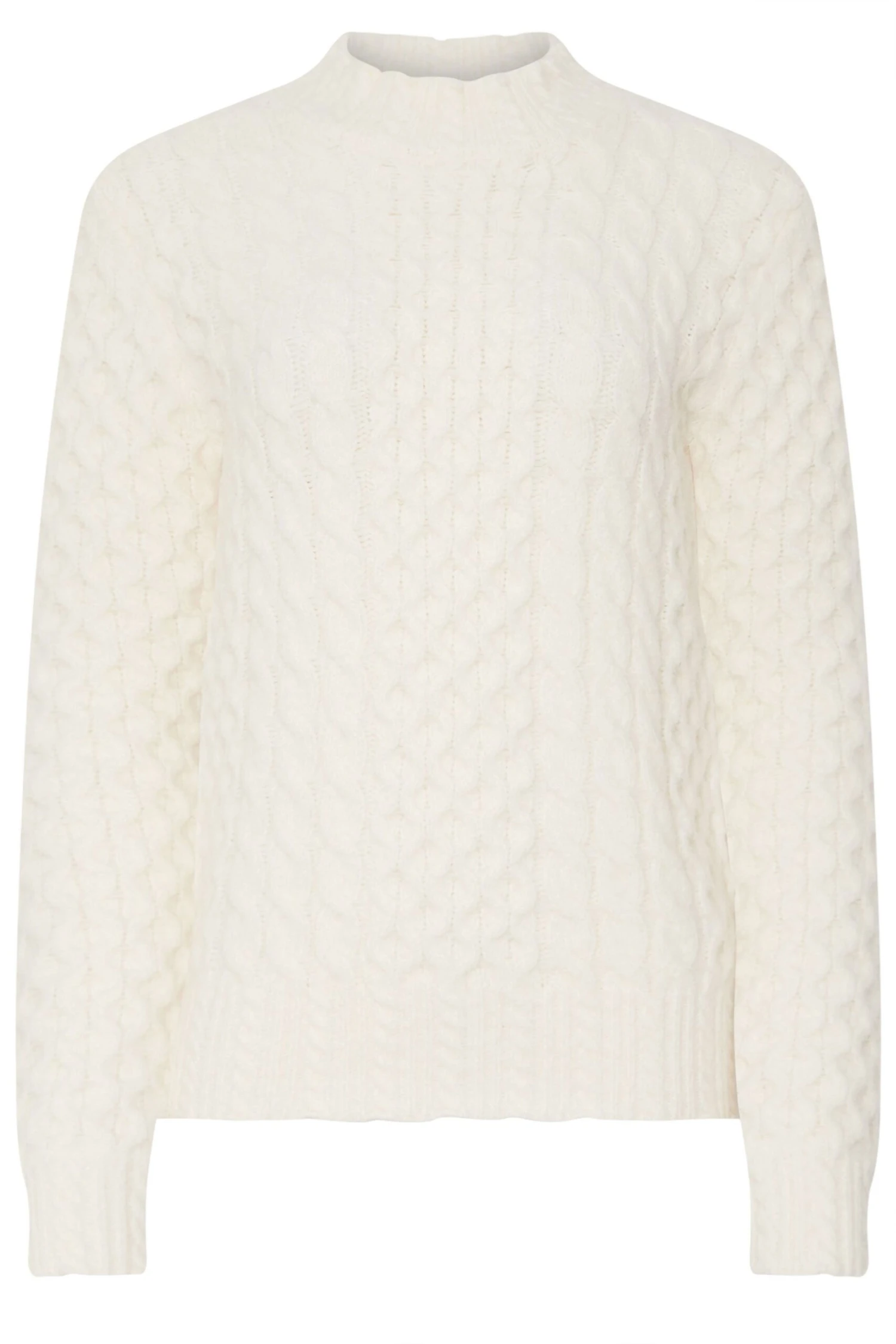 LTS Tall Ivory White Cable Knit Frill Jumper 7 LTS Tall Ivory White Cable Knit Frill Jumper – Image 5
