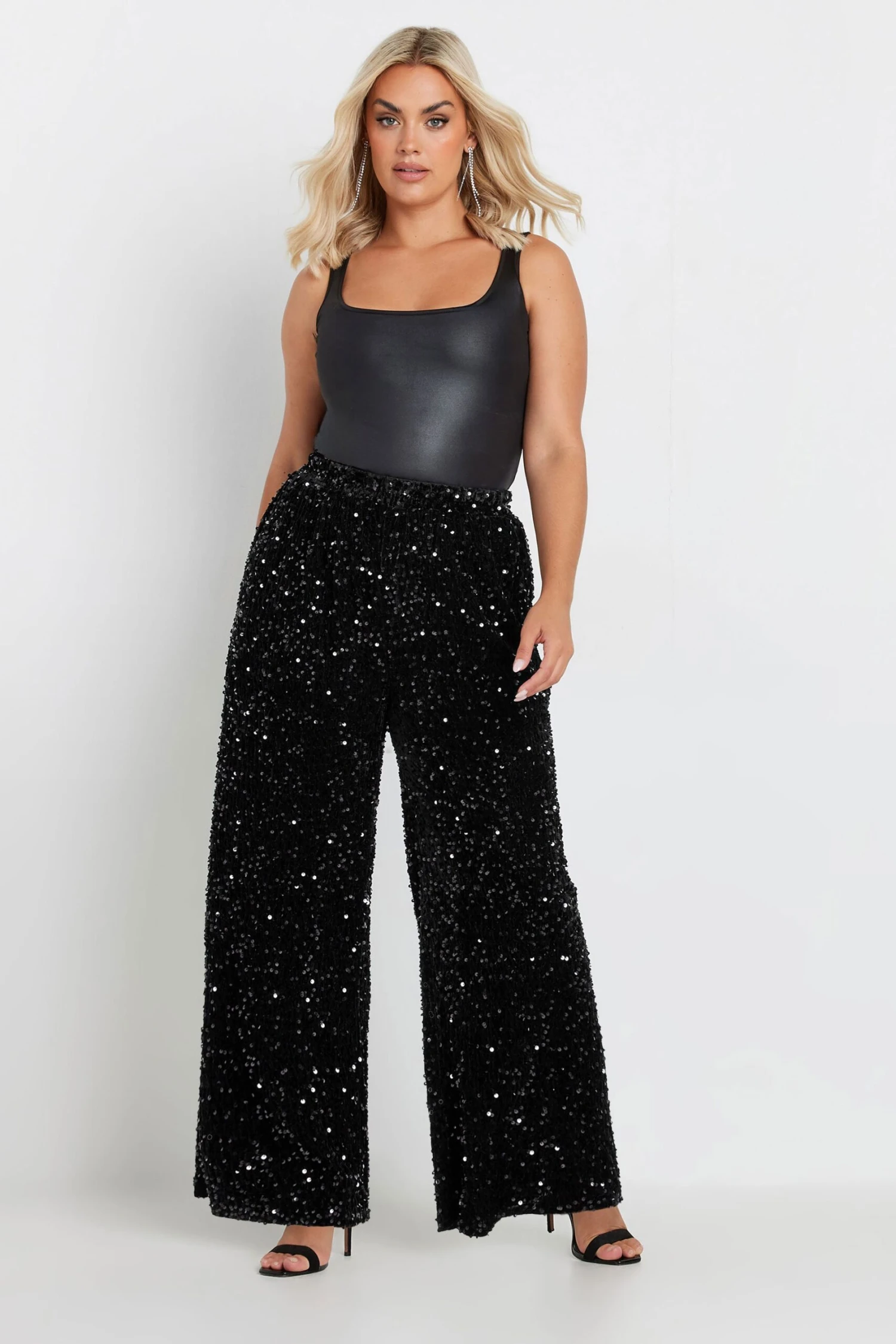 YOURS - Pantalon Noir à Velours Coupe Wide Leg à Sequins 5 YOURS - Pantalon Noir à Velours Coupe Wide Leg à Sequins – Image 3