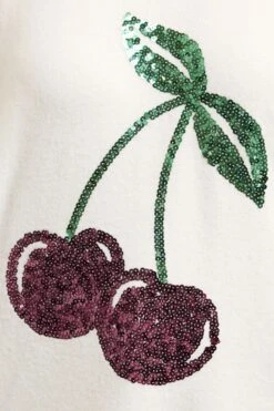 YOURS Curve Pull Tricoté Crème Cerise -Evans Boutique 20f6c8e3 eb60 4d 285069 D